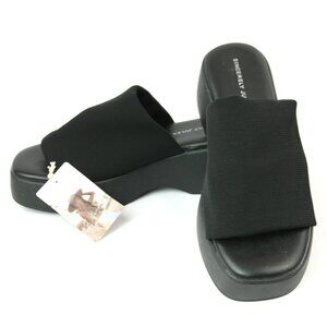 NEW Sincerely Jules Happy Platform Chunky Sandals Slip Ons Slides Black 8.5